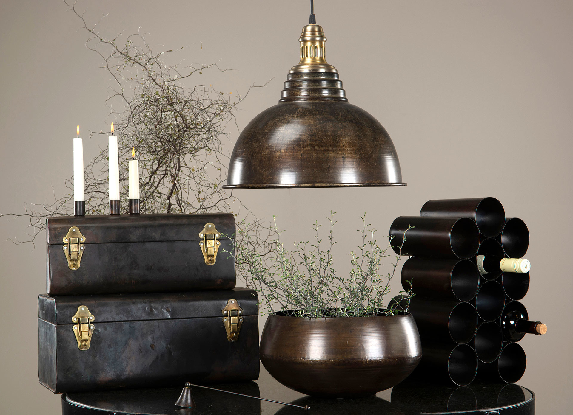 Industriell Taklampa i Brun Metall - Sienna - Billede 2