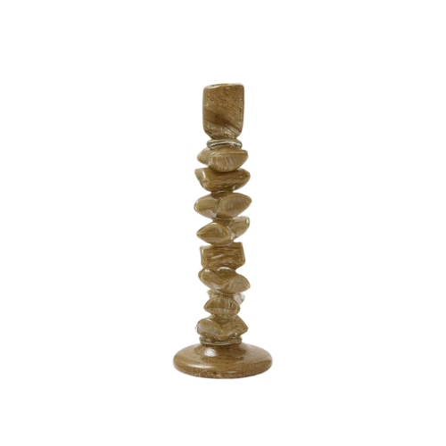 Ljusstake i Handblåst Glas Beige L - Caramella