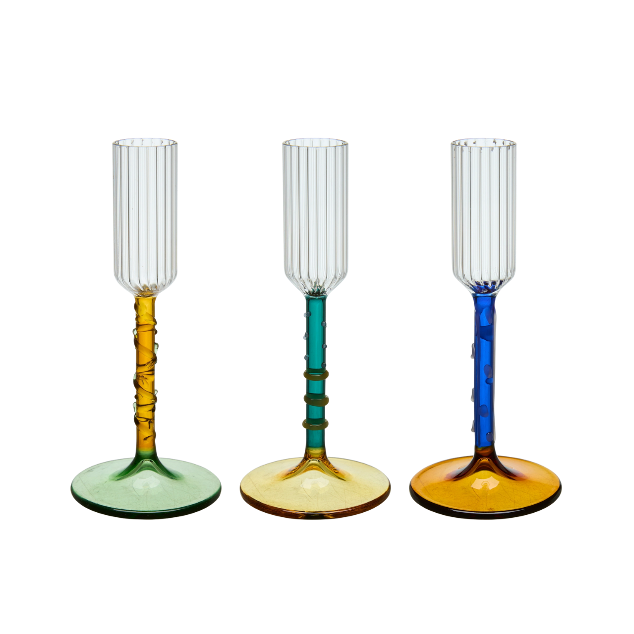 Ljusstake i Glas Blå/Gul - Gudrun - Bild 2