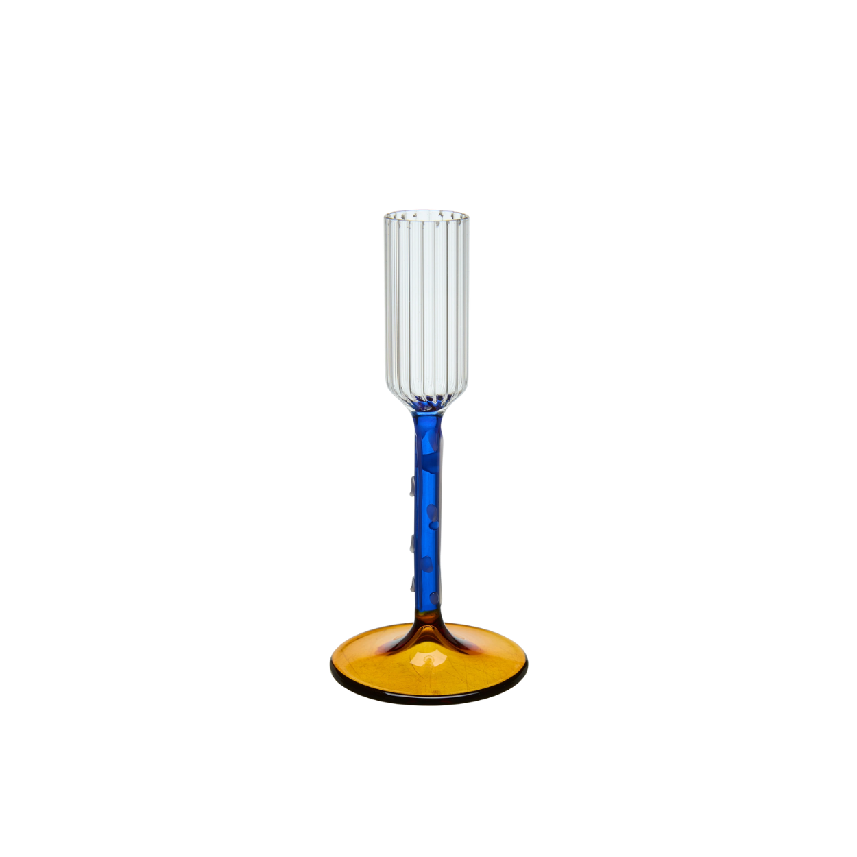 Ljusstake i Glas Blå/Gul - Gudrun
