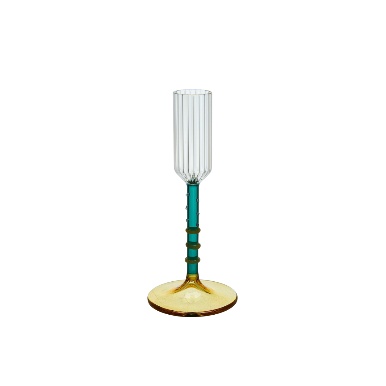 Ljusstake i Glas Blå/Gul/Grön - Gudrun